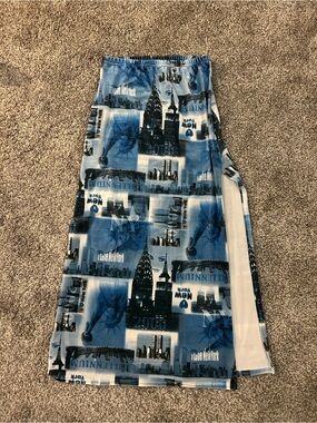 Blue New York Print Maxi Skirt